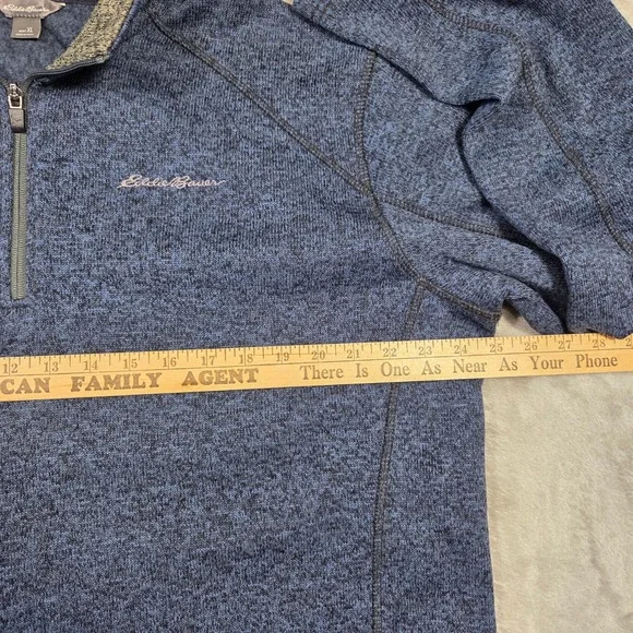 Eddie Bauer Men XL Blue Heather 1/4 Zip Pullover Long Sleeve Outdoors Hiker Gorp - Picture 2 of 6
